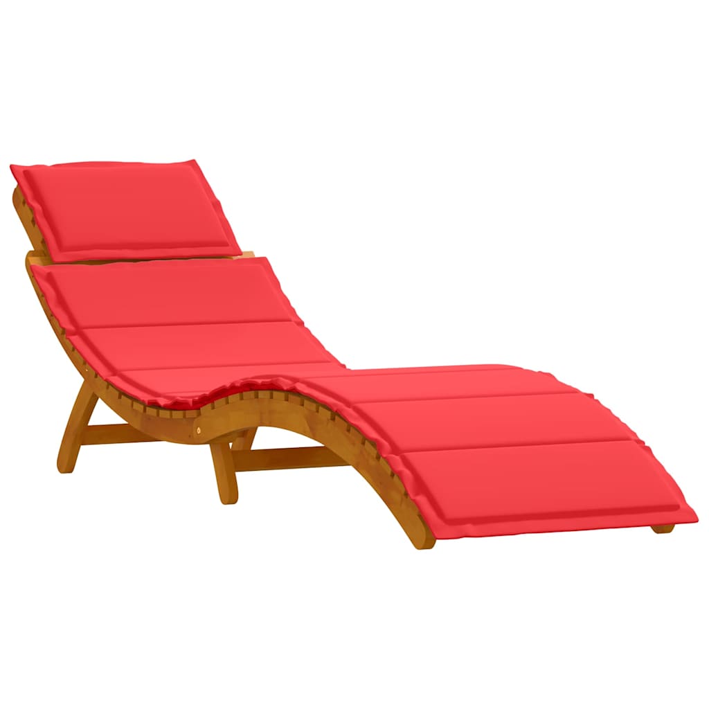 vidaXL Leżak z poduszką 2 pcs Czerwony Lite Drewno Akacji