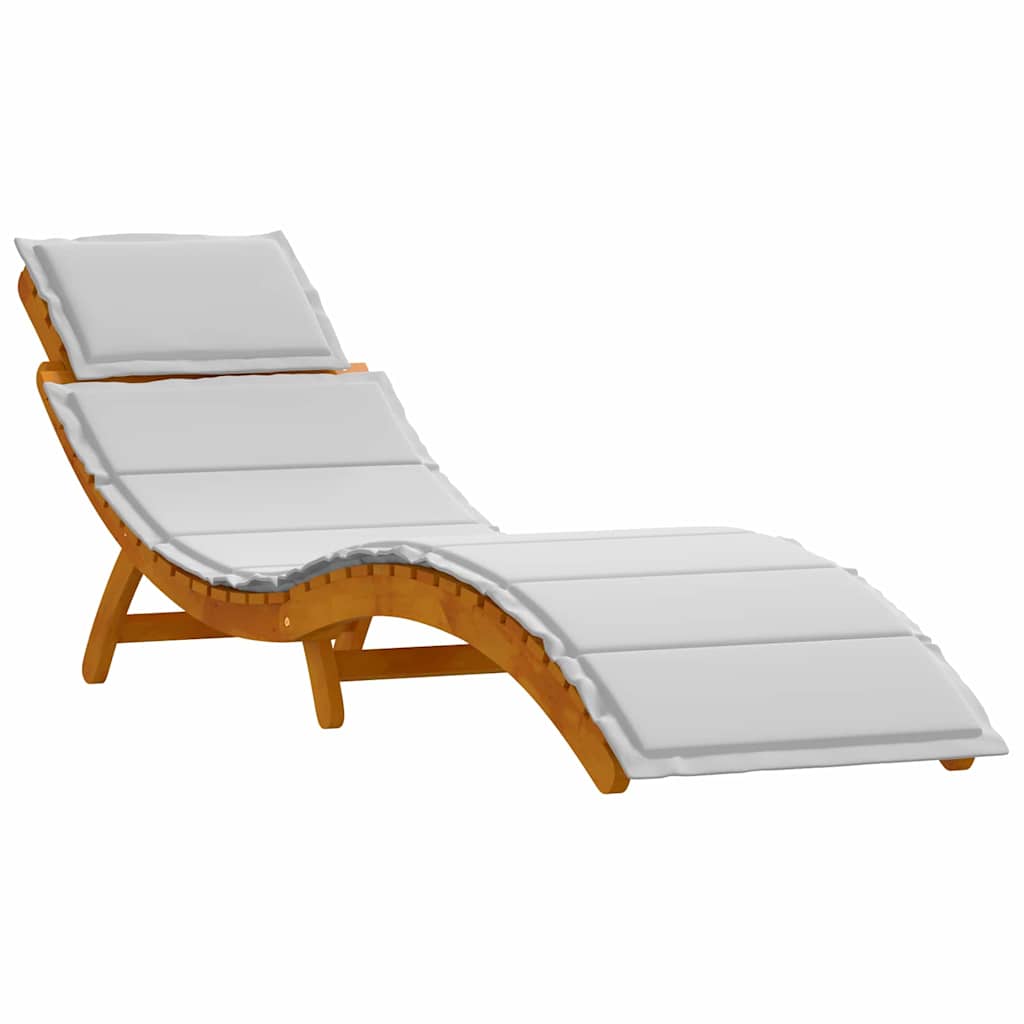 vidaXL Leżak z poduszką 2 pcs Jasnoszary Lite Drewno Akacji