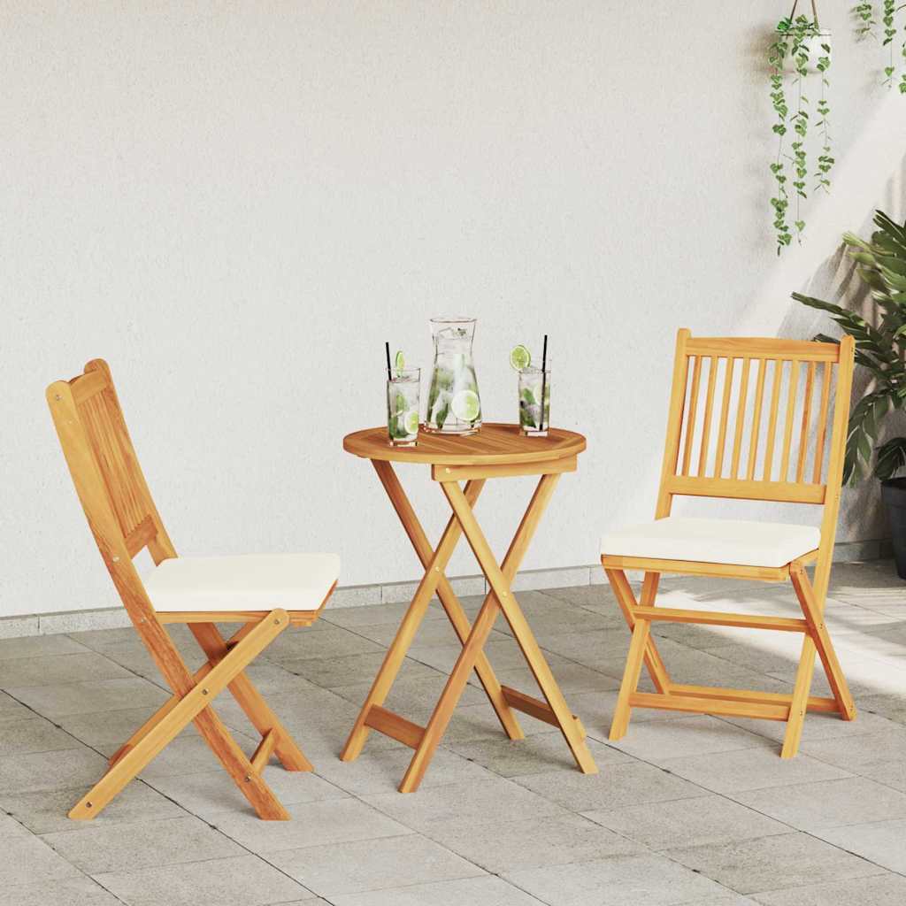 vidaXL Krzesło składane z poduszką 2 pcs Brązowy Lite drewno akacjowe