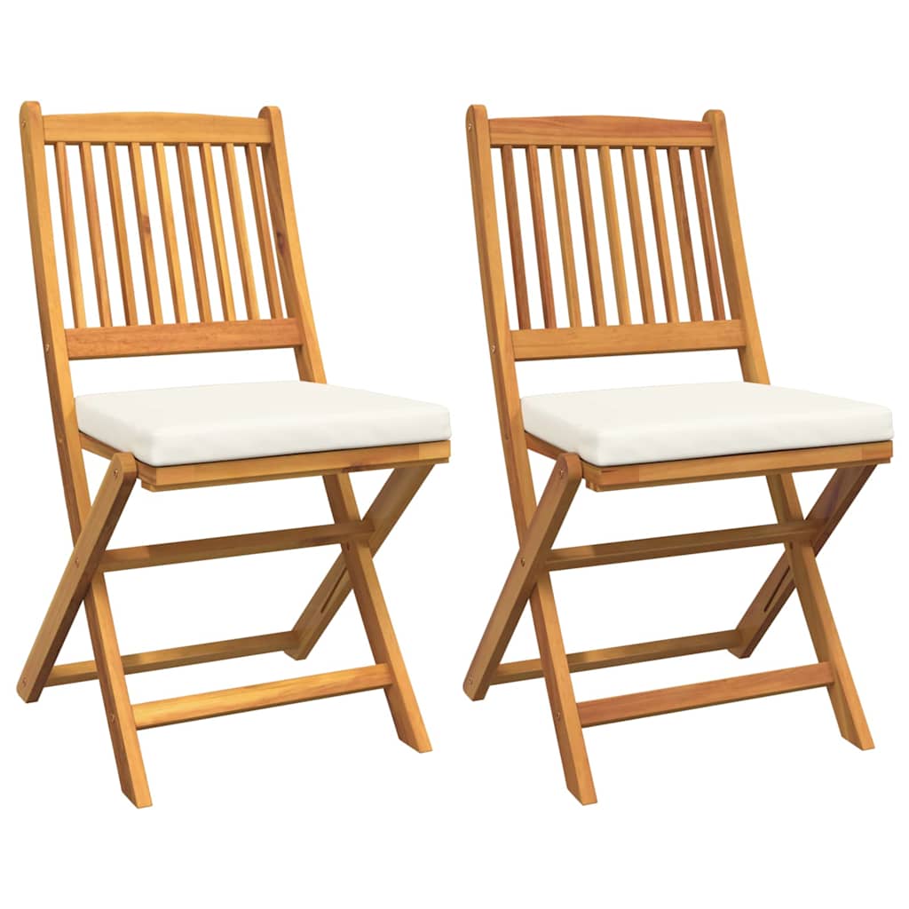 vidaXL Krzesło składane z poduszką 2 pcs Brązowy Lite drewno akacjowe