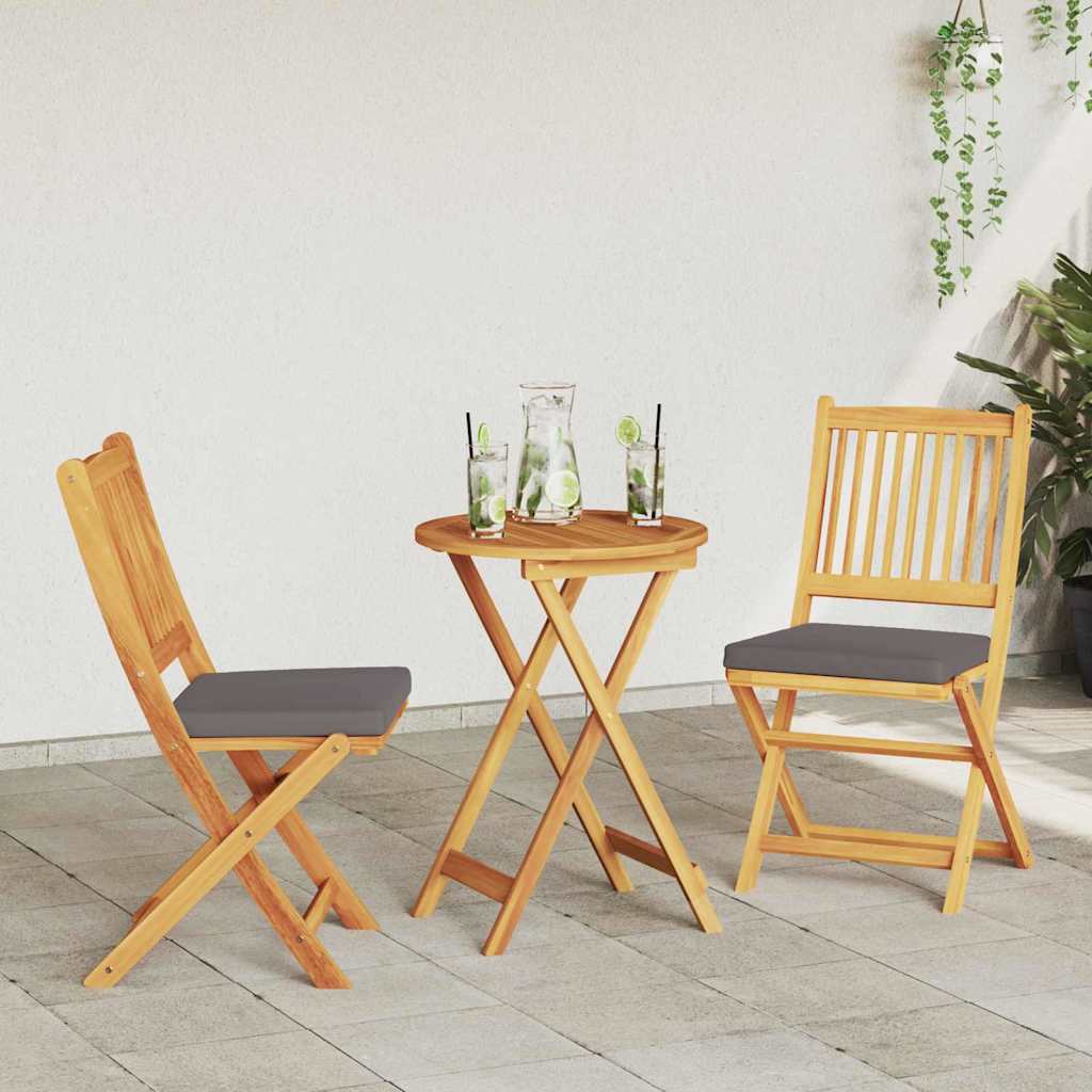 vidaXL Krzesło składane z poduszką 2 pcs Brązowy Lite drewno akacjowe