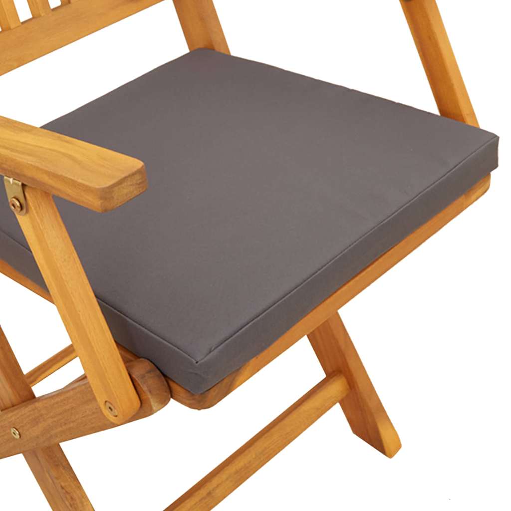 vidaXL Krzesło składane z poduszką 2 pcs Brązowy Lite drewno akacjowe
