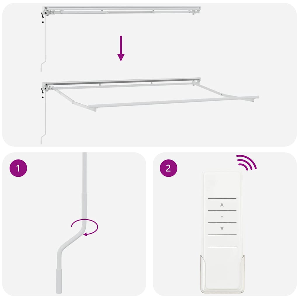 vidaXL Rama markizy Z regulacją Biały 3,5 x 2 m Stal