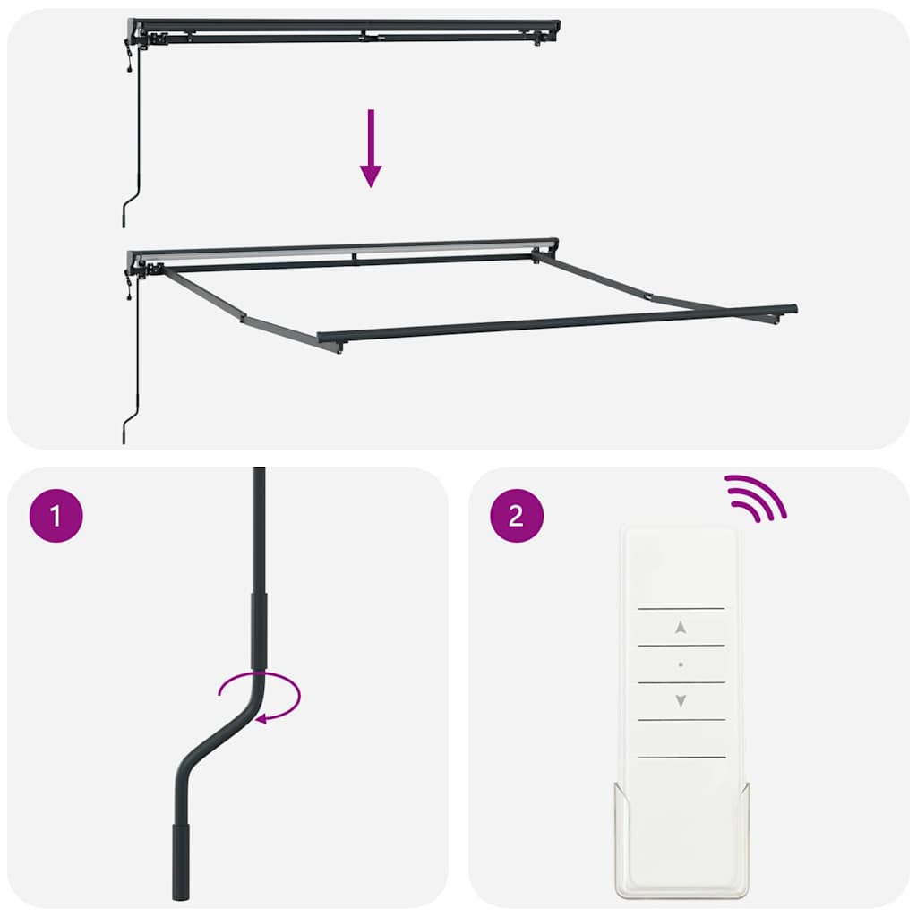 vidaXL Rama markizy Z regulacją Antracyt 3 x 2,5 m Stal