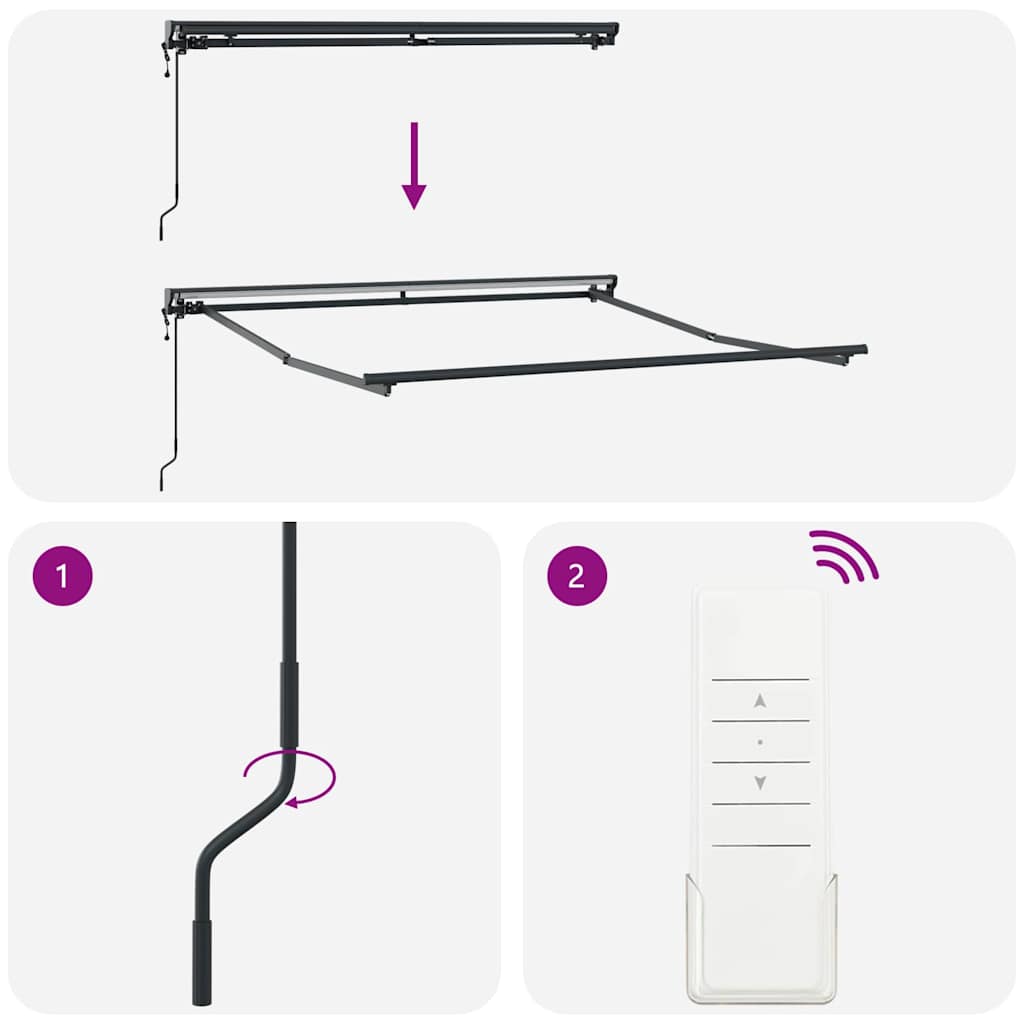 vidaXL Rama markizy Z regulacją Antracyt 3,5 x 2,5 m Stal