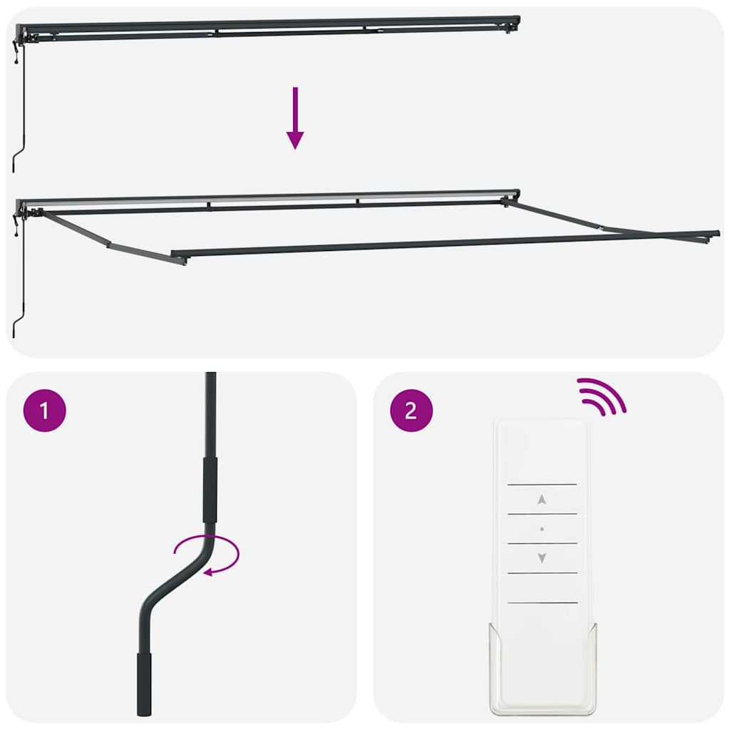 vidaXL Rama markizy Z regulacją Antracyt 5 x 3 m Stal