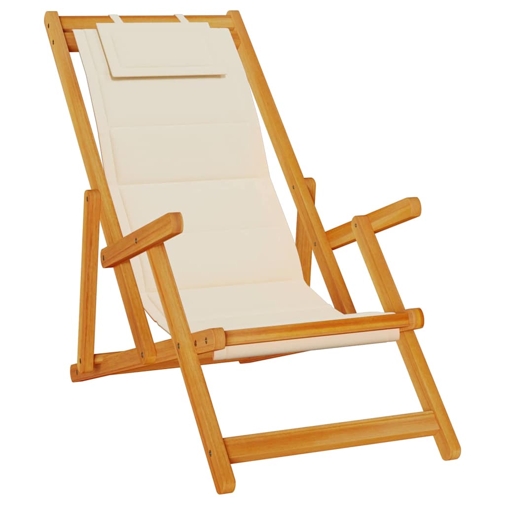 vidaXL Krzesło plażowe z poduszką 2 pcs Brązowy Lite Drewno Akacji
