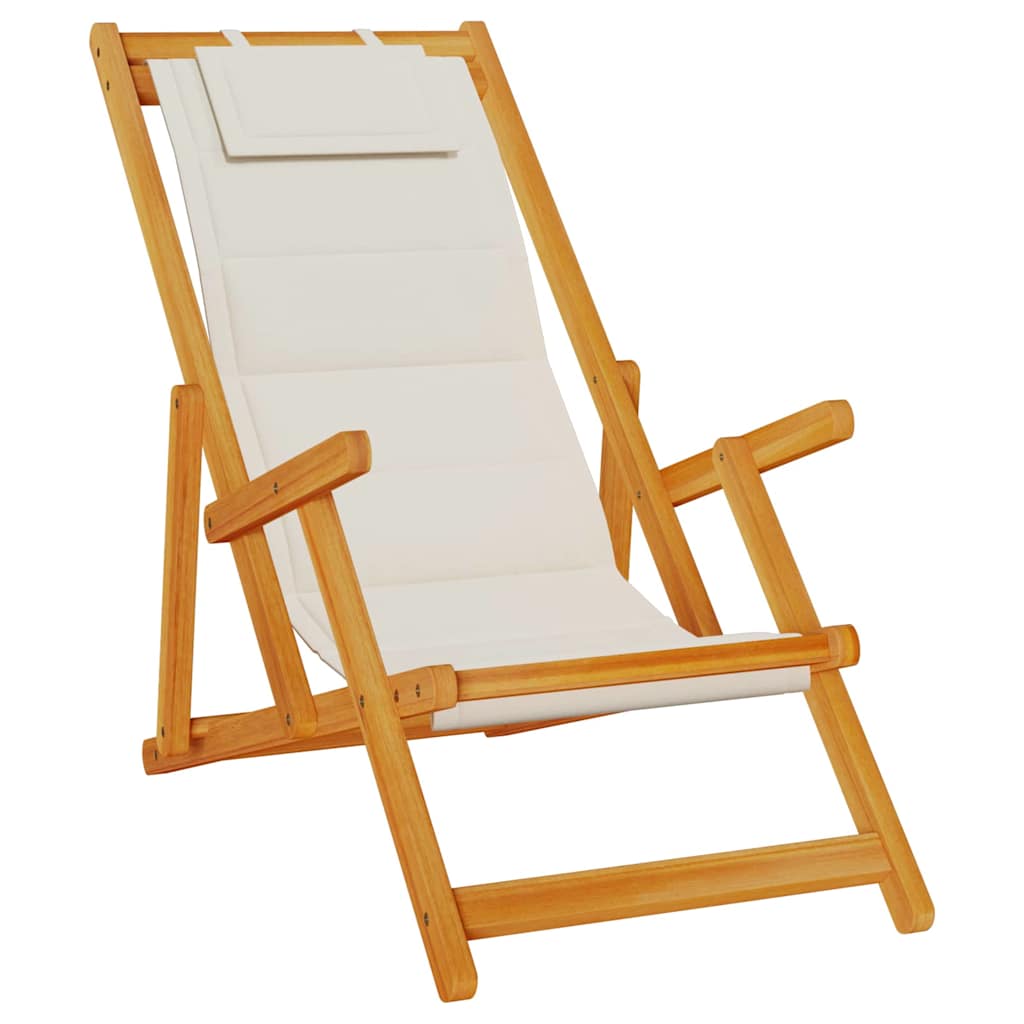 vidaXL Krzesło plażowe z poduszką 2 pcs Brązowy Lite Drewno Akacji