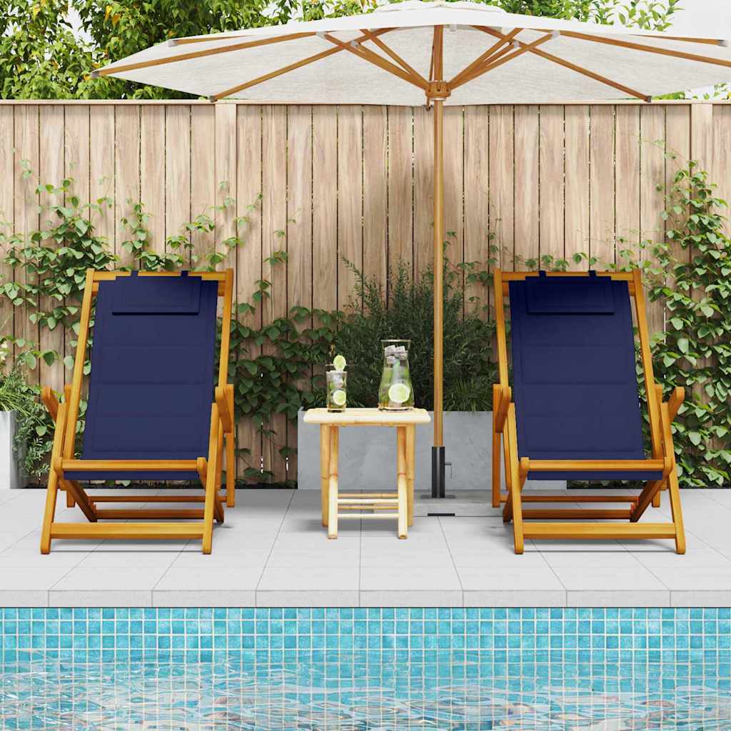 vidaXL Krzesło plażowe z poduszką 2 pcs Brązowy Lite Drewno Akacji