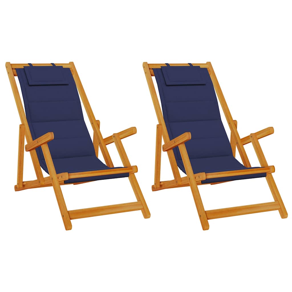 vidaXL Krzesło plażowe z poduszką 2 pcs Brązowy Lite Drewno Akacji