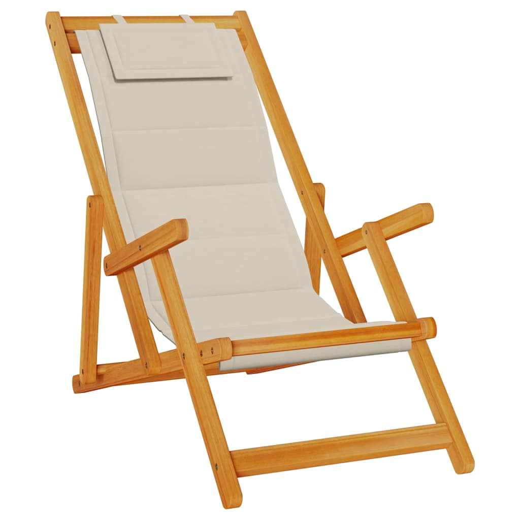 vidaXL Krzesło plażowe z poduszką 2 pcs Brązowy Lite Drewno Akacji