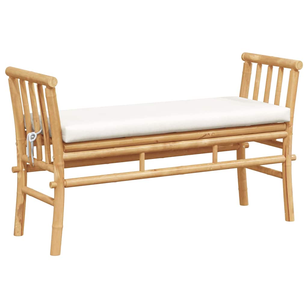 vidaXL Ławka ogrodowa z poduszką Brązowy 110 x 38 x 65cm Bambus