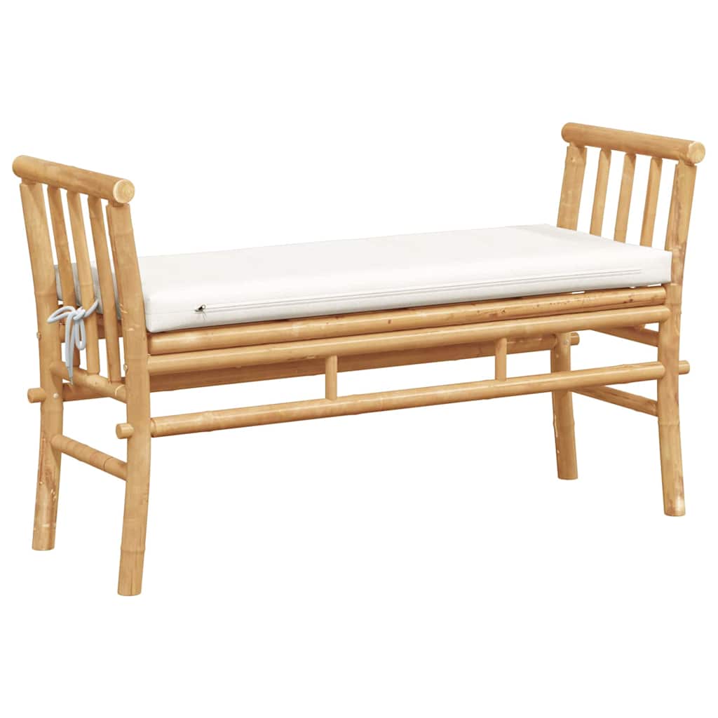 vidaXL Ławka ogrodowa z poduszką Brązowy 110 x 38 x 65cm Bambus