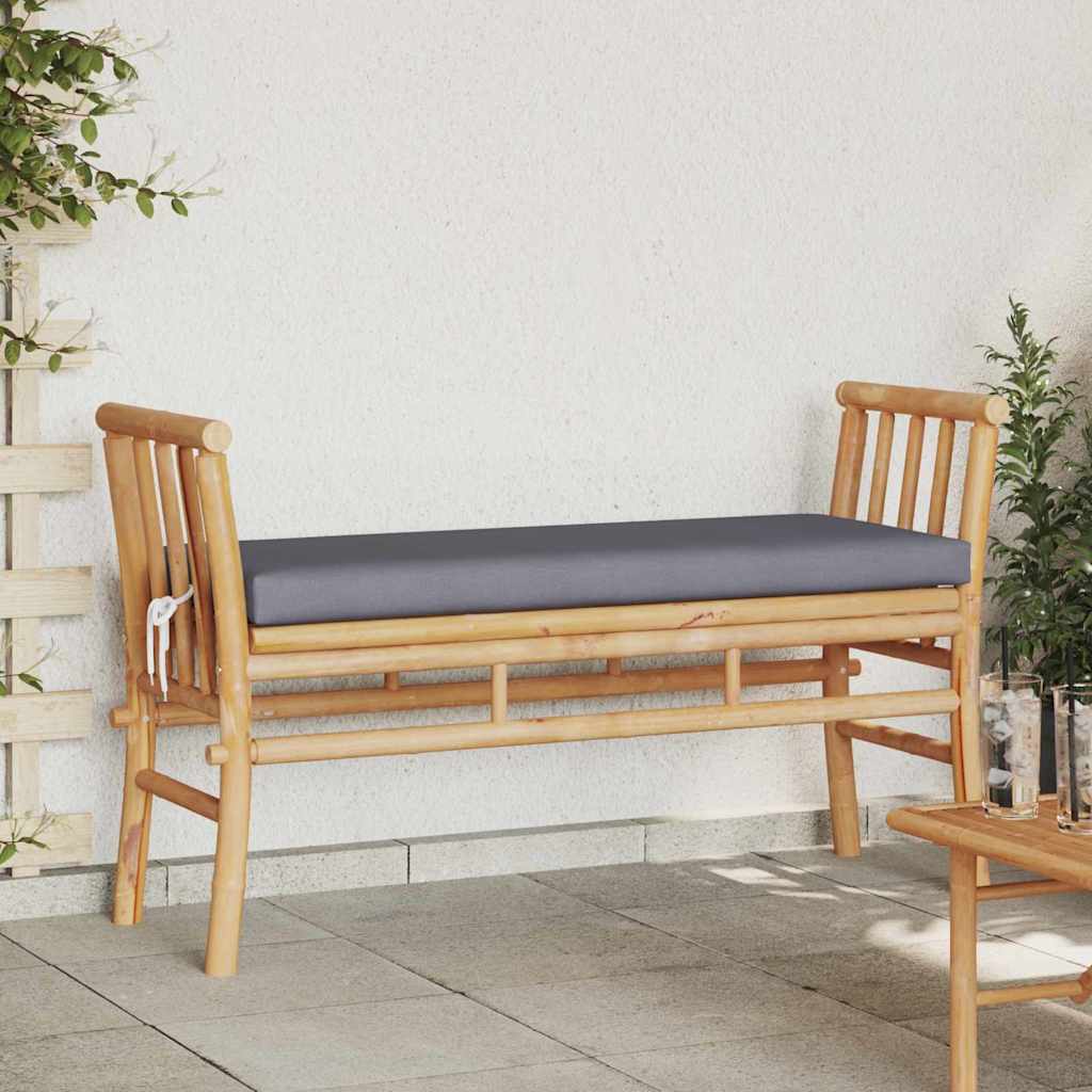 vidaXL Ławka ogrodowa z poduszką Brązowy 110 x 38 x 65cm Bambus