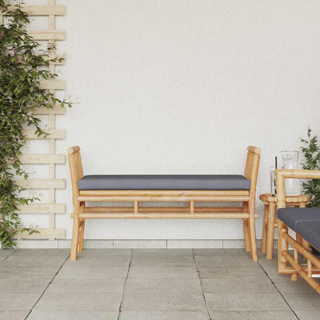 vidaXL Ławka ogrodowa z poduszką Brązowy 110 x 38 x 65cm Bambus