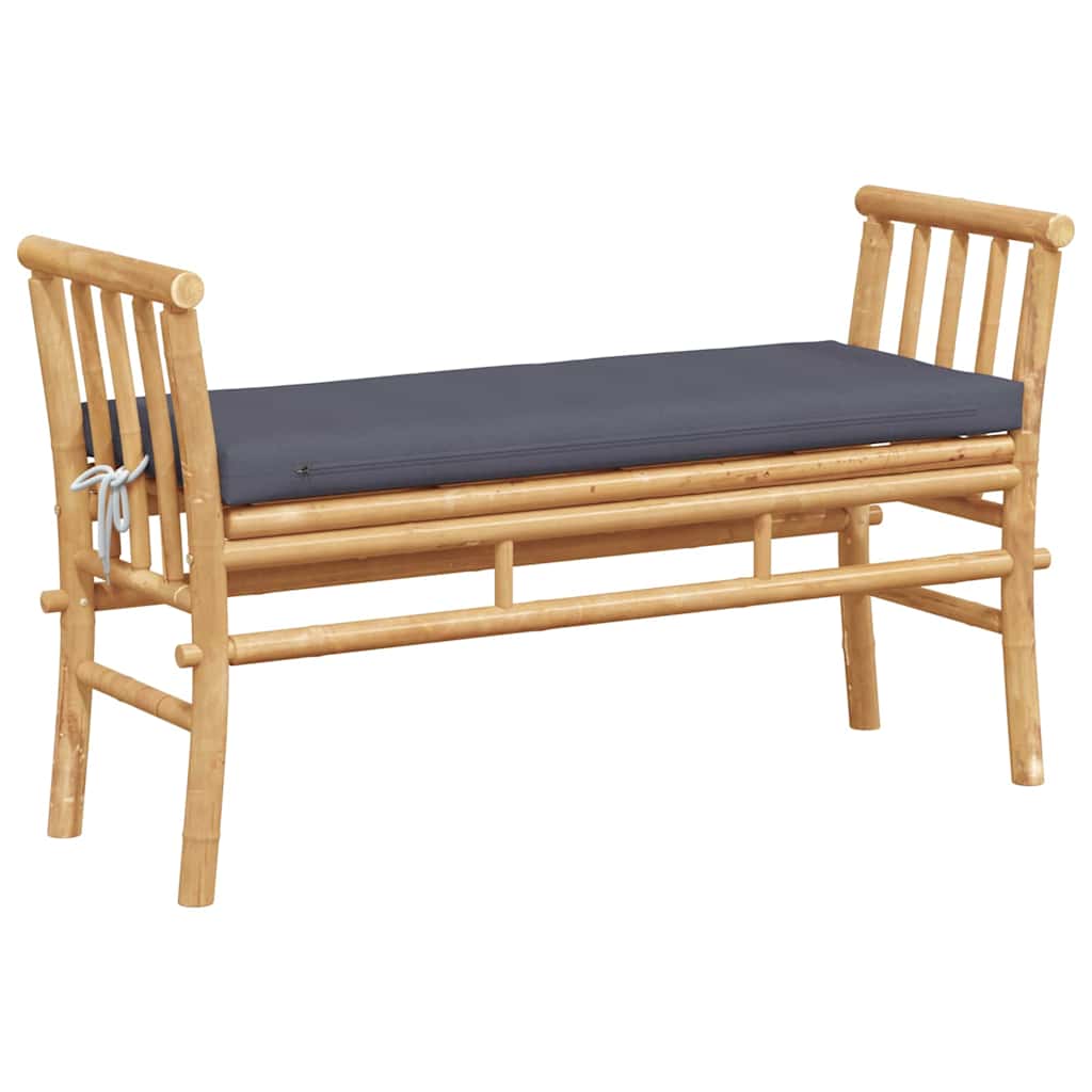 vidaXL Ławka ogrodowa z poduszką Brązowy 110 x 38 x 65cm Bambus