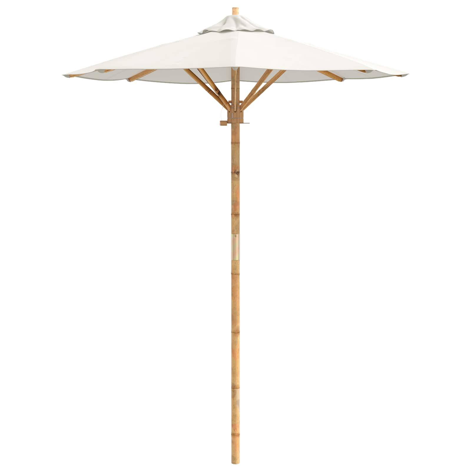vidaXL Parasolka ogrodowa Kremowa biel Ø 150 x 210 cm Bambus