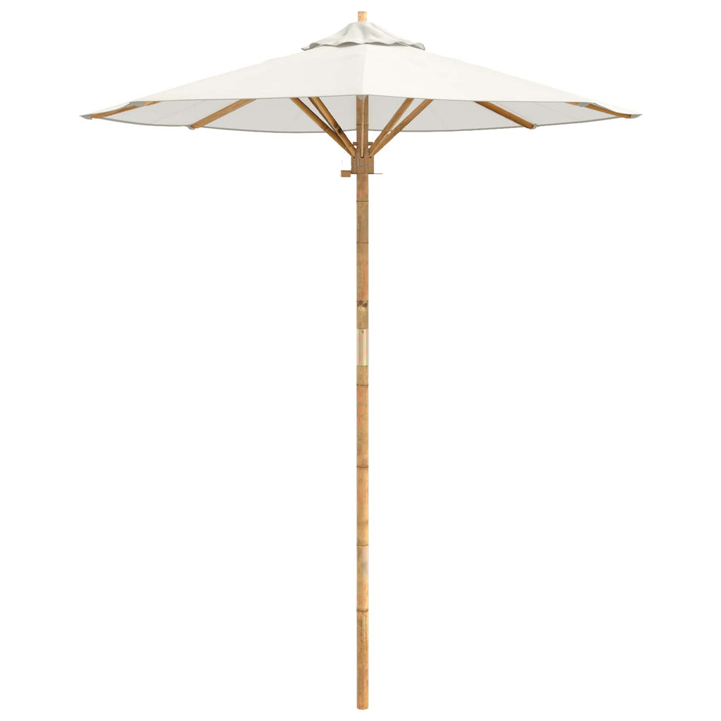 vidaXL Parasolka ogrodowa Kremowa biel Ø 180 x 230 cm Bambus