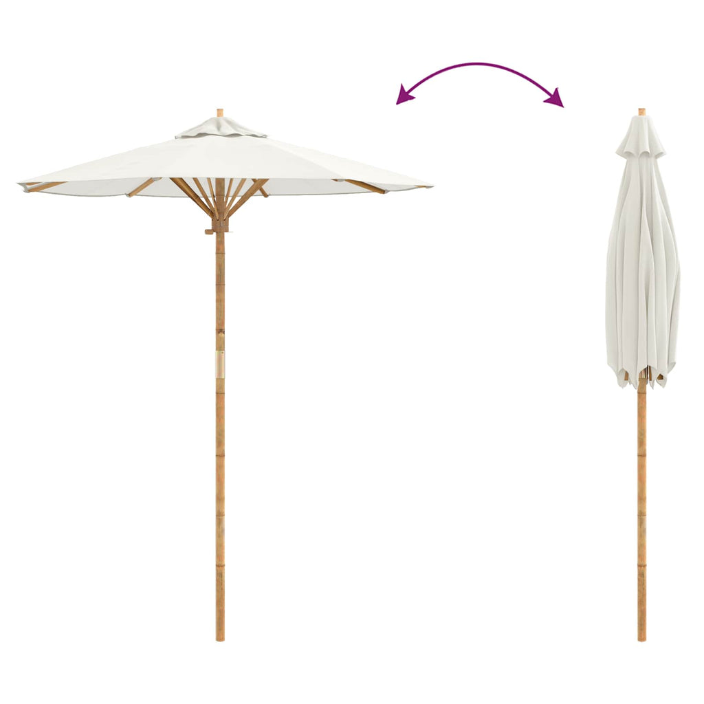 vidaXL Parasolka ogrodowa Kremowa biel Ø 180 x 230 cm Bambus