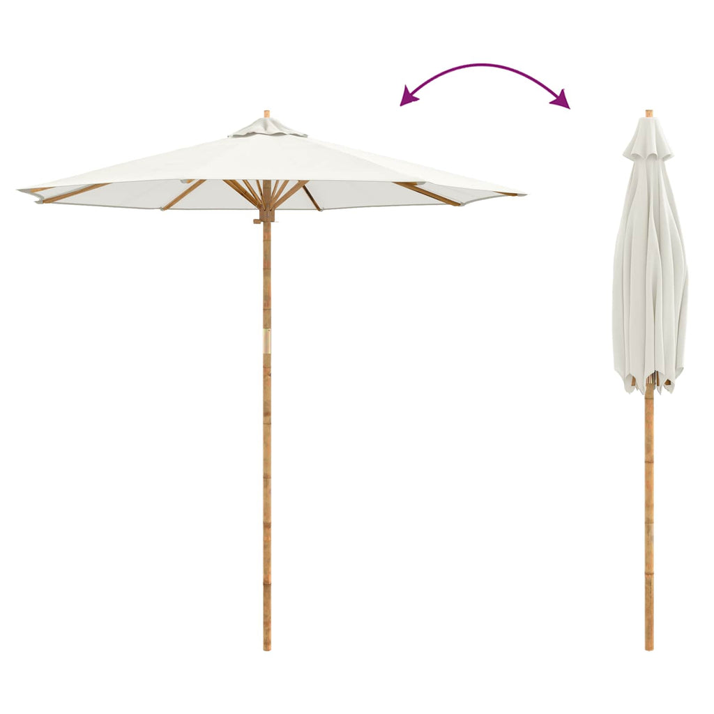 vidaXL Parasolka ogrodowa Kremowa biel Ø 240 x 260 cm Bambus