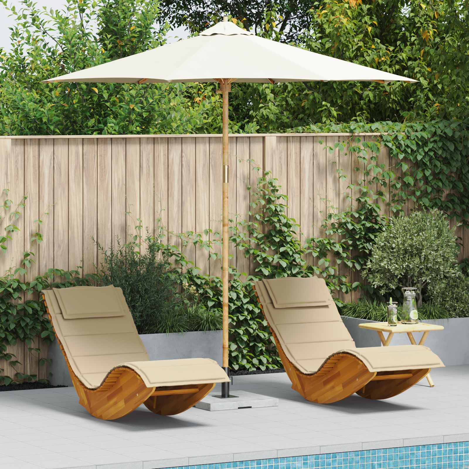vidaXL Parasolka ogrodowa Kremowa biel Ø 270 x 260 cm Bambus