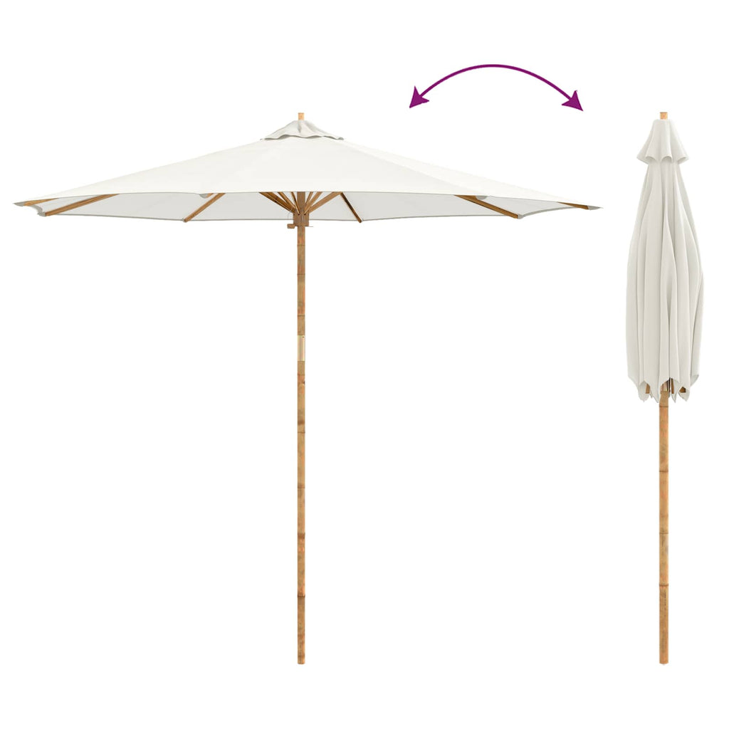 vidaXL Parasolka ogrodowa Kremowa biel Ø 270 x 260 cm Bambus