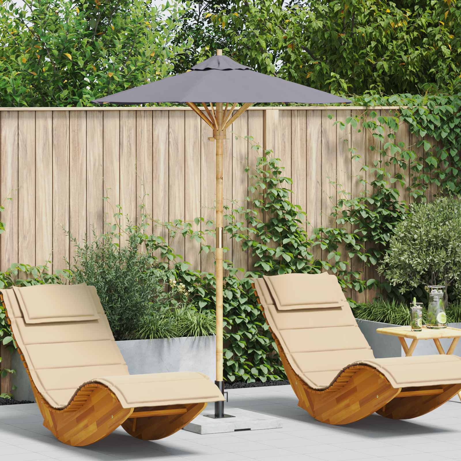 vidaXL Parasolka ogrodowa Ciemnoszary Ø 150 x 210 cm Bambus