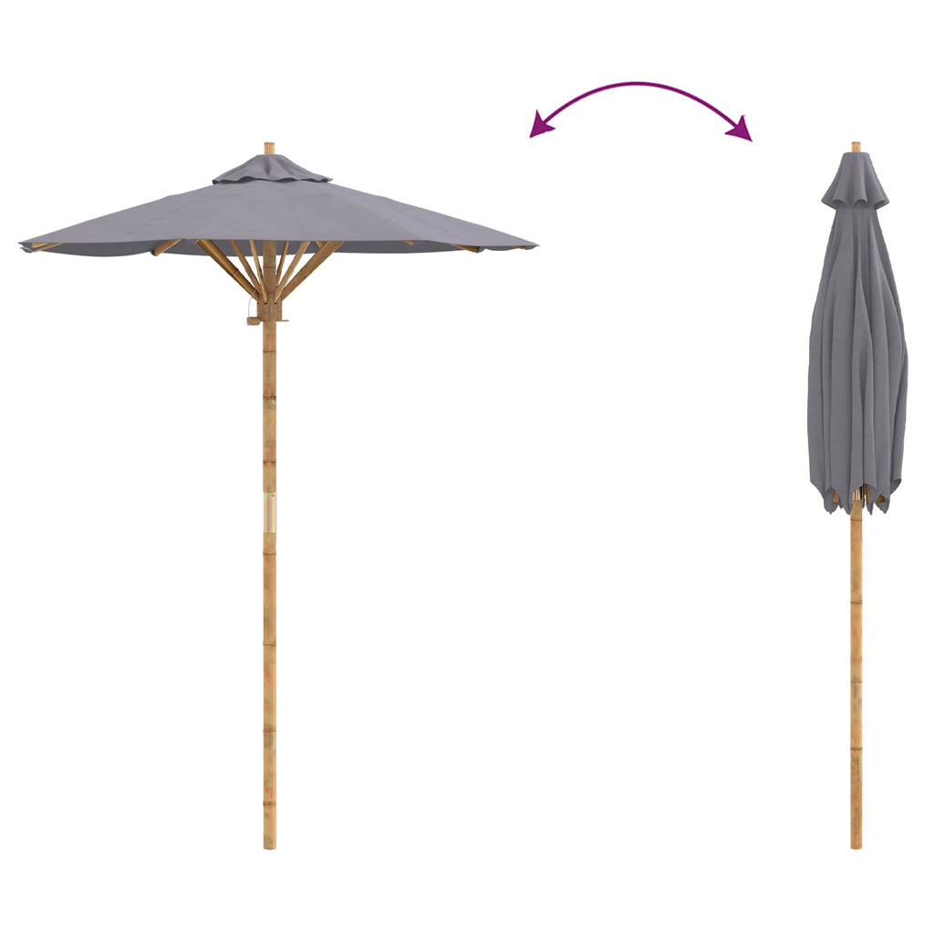 vidaXL Parasolka ogrodowa Ciemnoszary Ø 150 x 210 cm Bambus