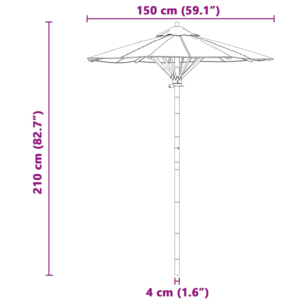 vidaXL Parasolka ogrodowa Ciemnoszary Ø 150 x 210 cm Bambus