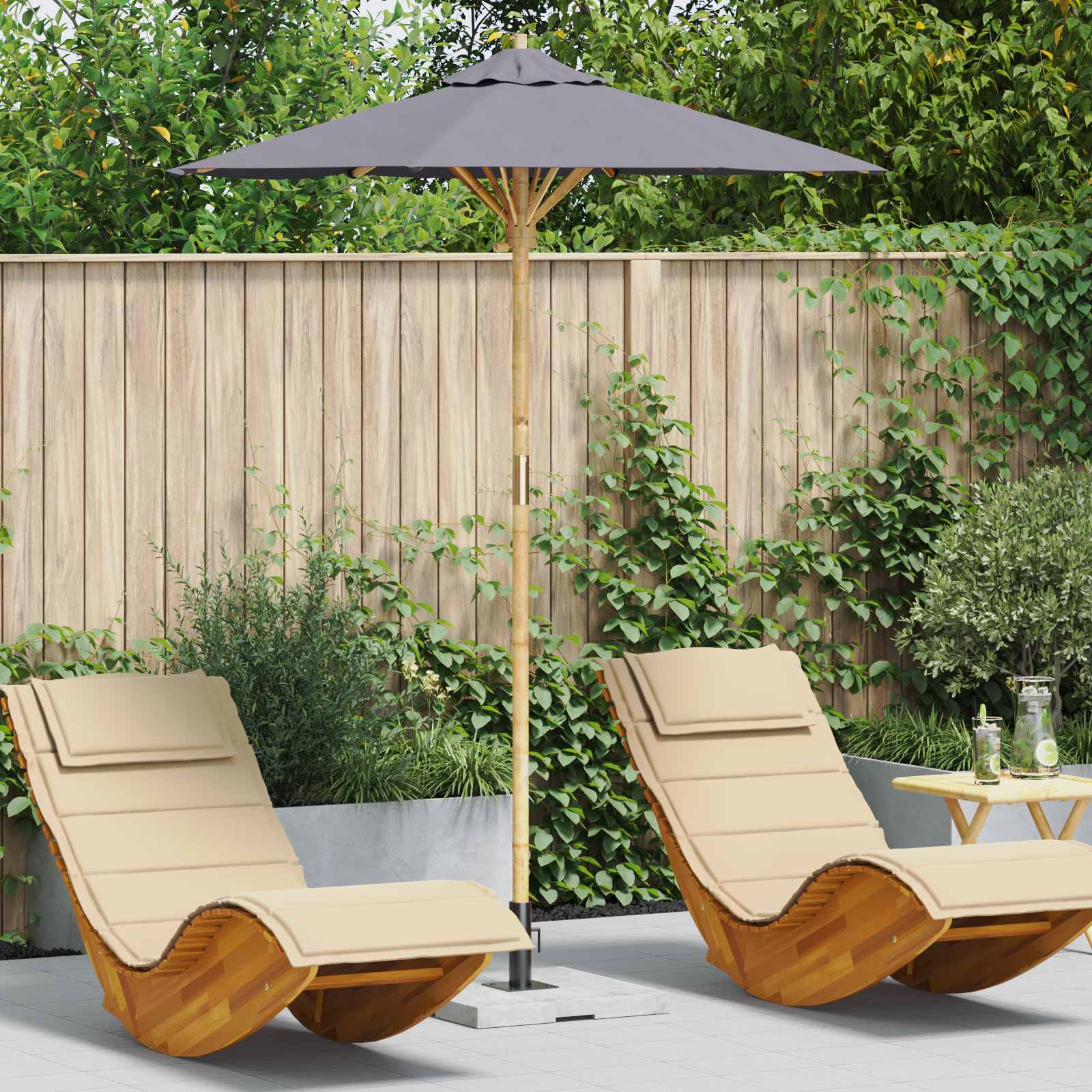 vidaXL Parasolka ogrodowa Ciemnoszary Ø 180 x 230 cm Bambus