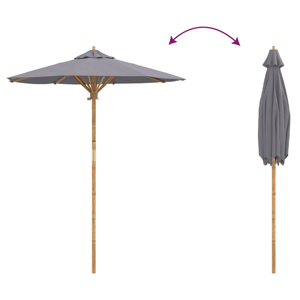 vidaXL Parasolka ogrodowa Ciemnoszary Ø 180 x 230 cm Bambus