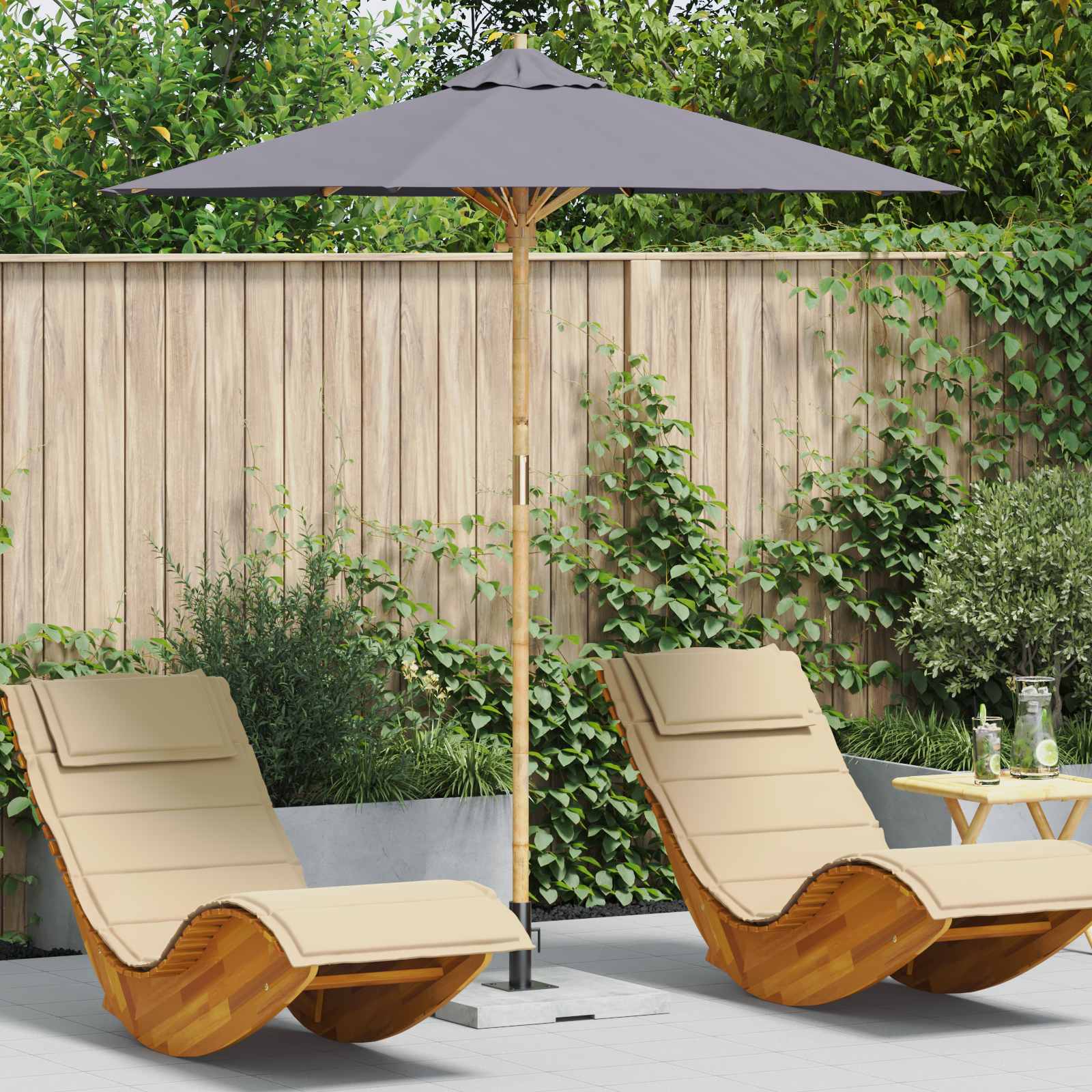 vidaXL Parasolka ogrodowa Ciemnoszary Ø 217 x 230 cm Bambus