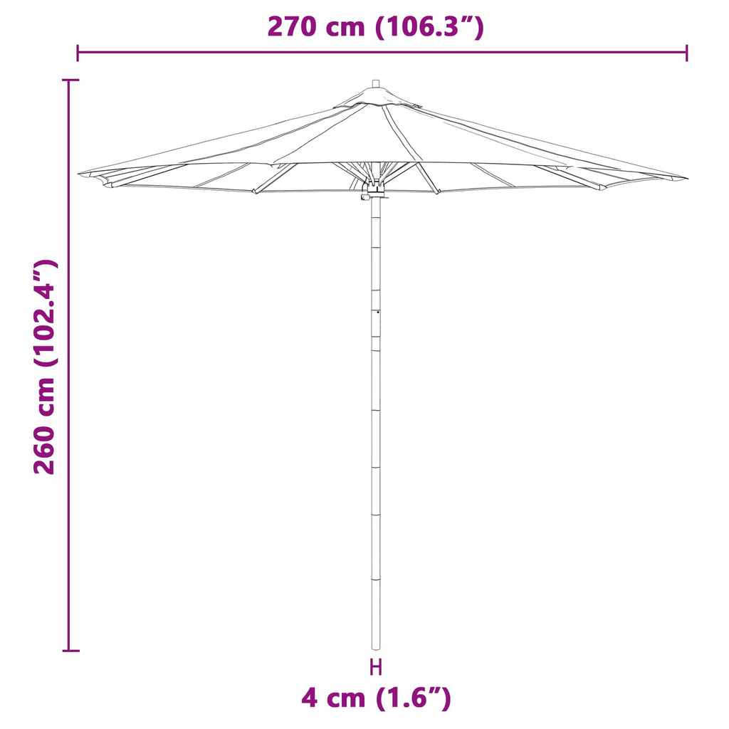 vidaXL Parasolka ogrodowa Ciemnoszary Ø 270 x 260 cm Bambus