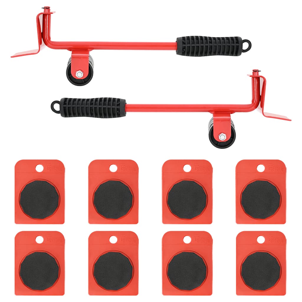 vidaXL Rolki meblowe 8 szt. z podnośnikami czerwone 9,8x7,5x3 cm 150 kg