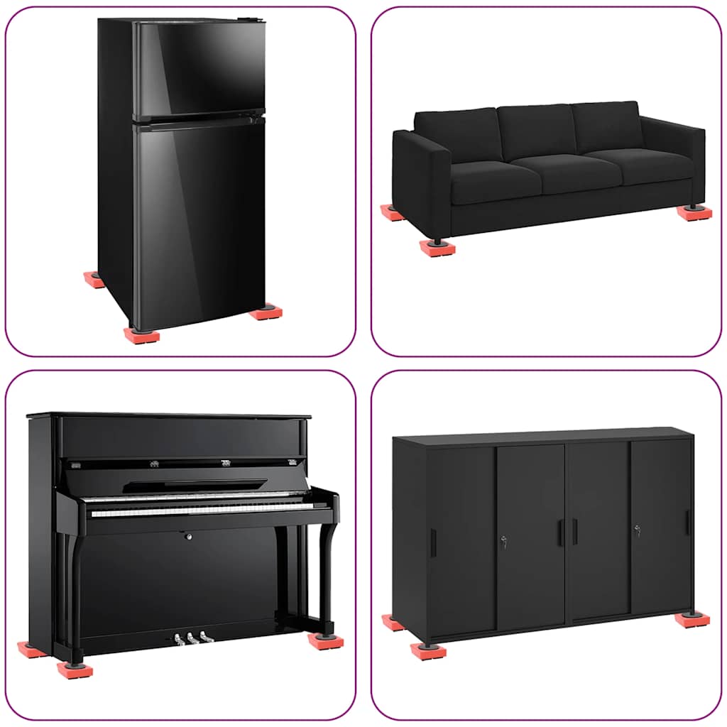 vidaXL Rolki meblowe 8 szt. z podnośnikami czerwone 9,8x7,5x3 cm 150 kg