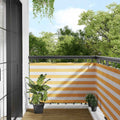 vidaXL Parawan balkonowy w żółte i białe paski 90x800 cm