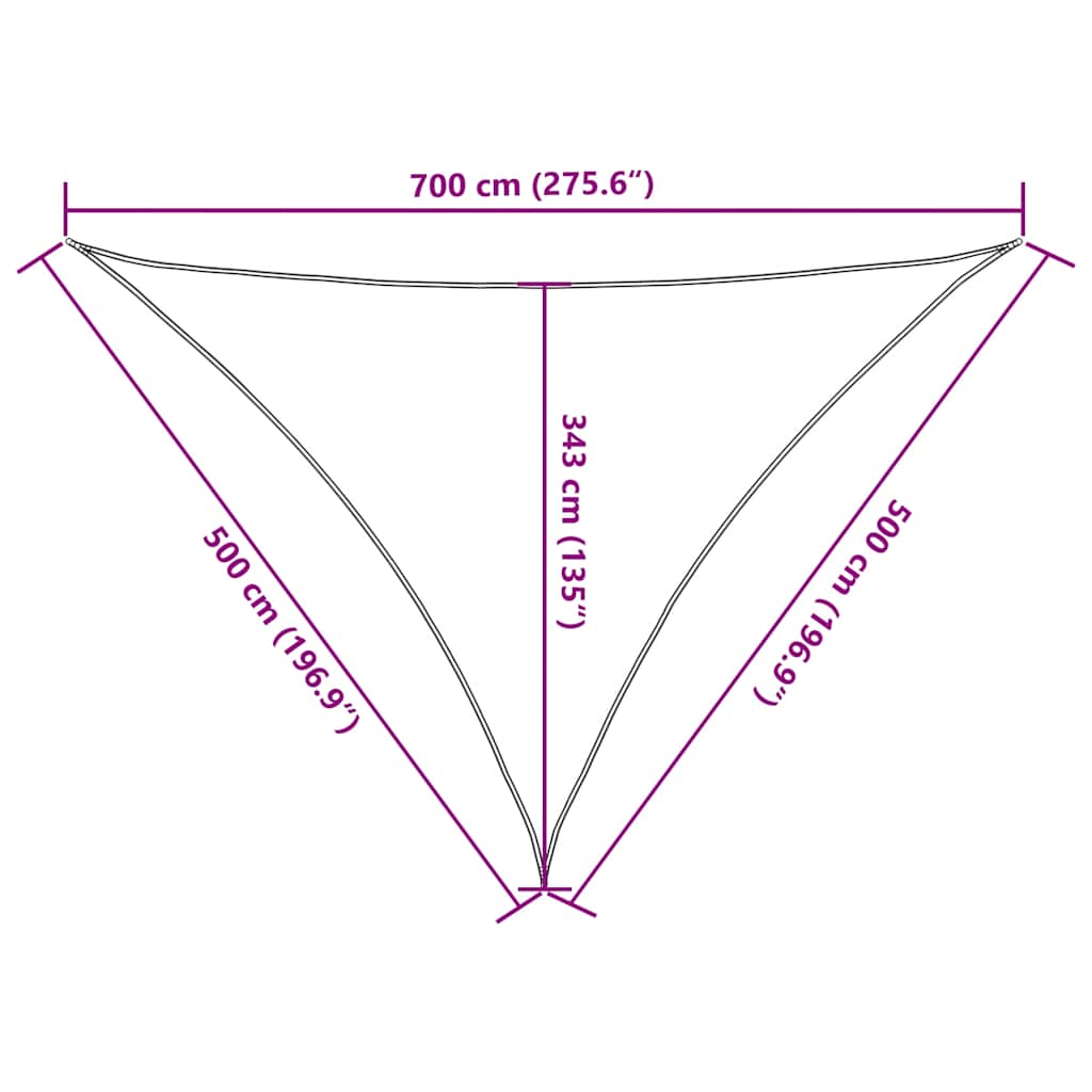 vidaXL Żagiel przeciwsłoneczny żółty 7x5x5 m 100% poliester Oxford