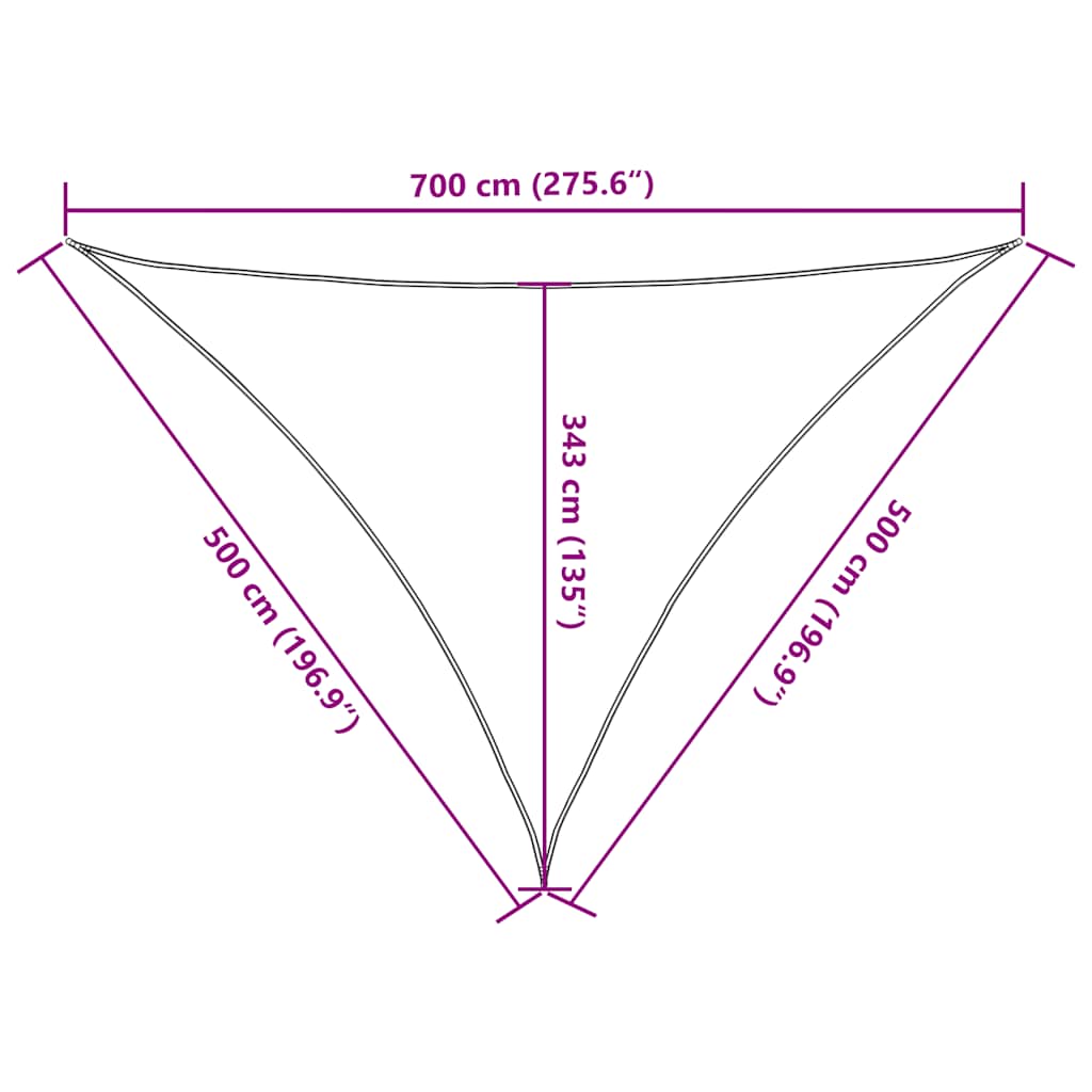 vidaXL Żagiel przeciwsłoneczny czerwony 7x5x5 m 100% poliester Oxford