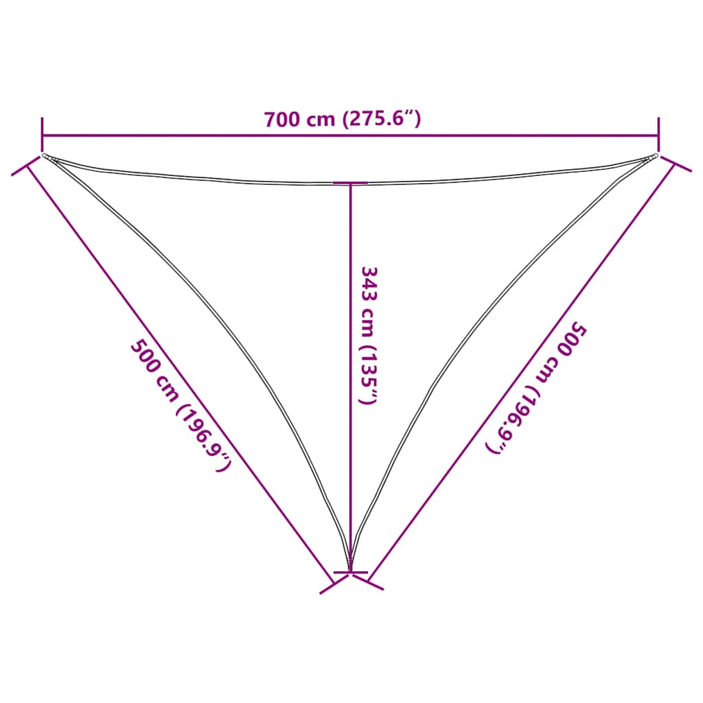 vidaXL Żagiel przeciwsłoneczny brązowy 7x5x5 m 100% poliester Oxford