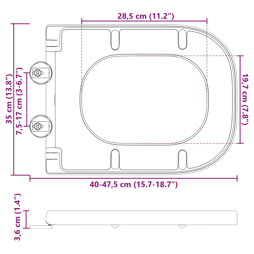vidaXL Deska toaletowa Biały 47,5 x 35 x 3,6 cm Duroplast
