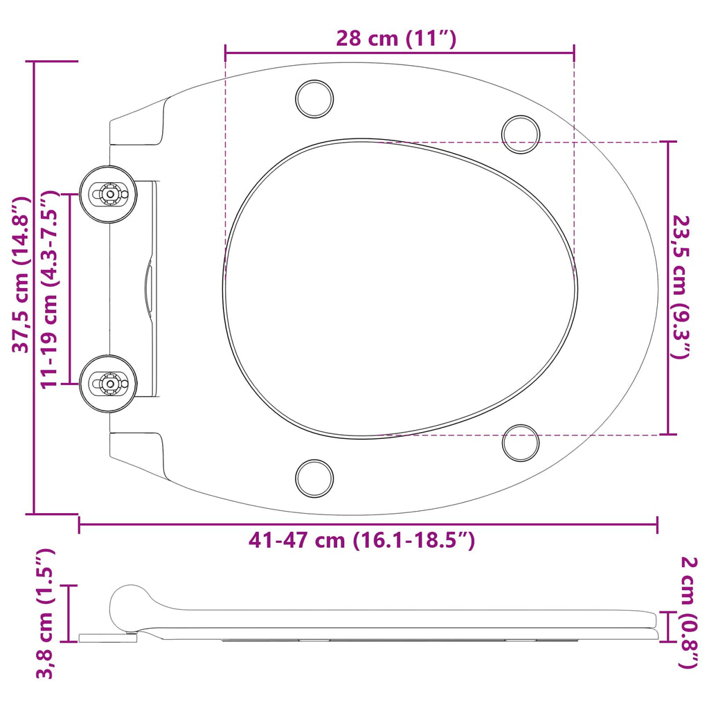vidaXL Deska toaletowa Antracyt 47 x 37,5 x 3,8 cm Duroplast