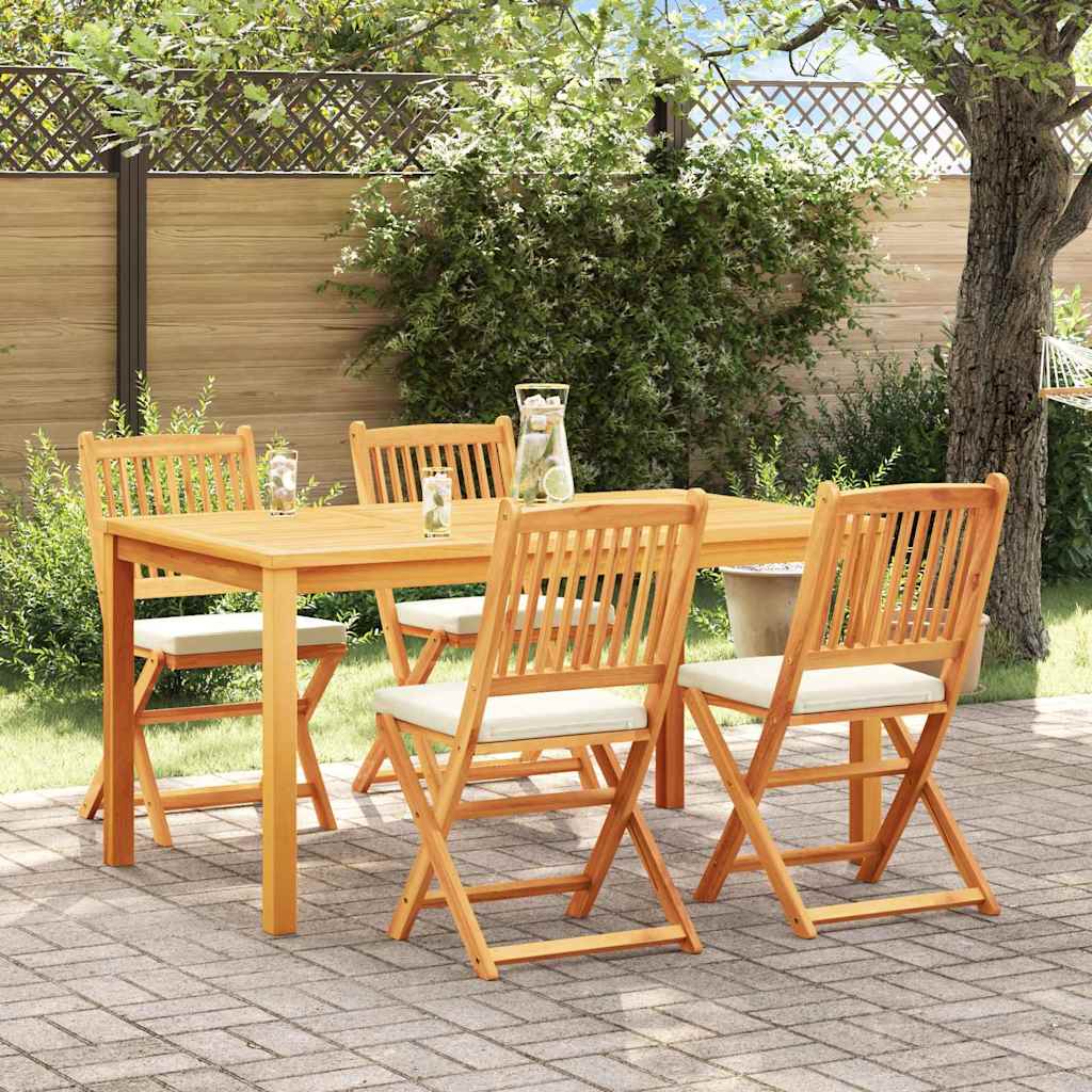 vidaXL Krzesło składane z poduszką 4 pcs Biały 49 x 57.5 x 92cm
