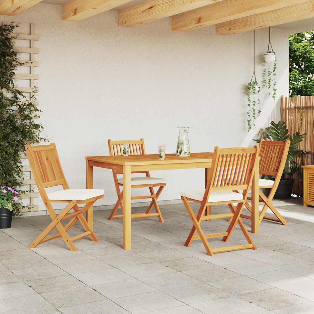 vidaXL Krzesło składane z poduszką 4 pcs Biały 49 x 57.5 x 92cm