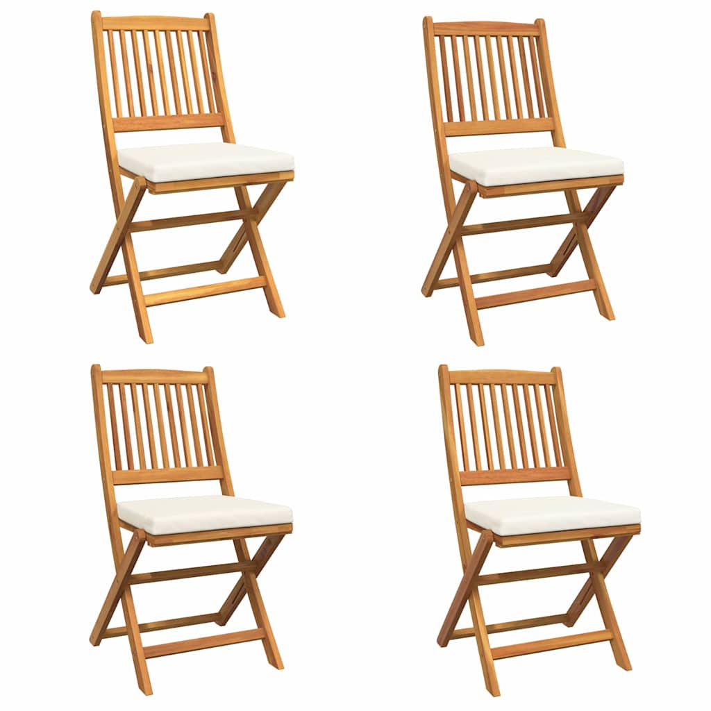 vidaXL Krzesło składane z poduszką 4 pcs Biały 49 x 57.5 x 92cm