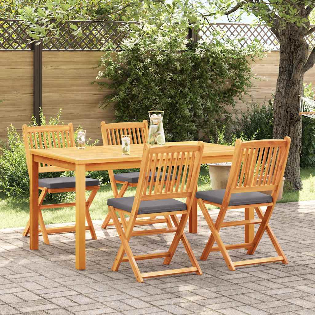 vidaXL Krzesło składane z poduszką 4 pcs Szary 49 x 57.5 x 92cm