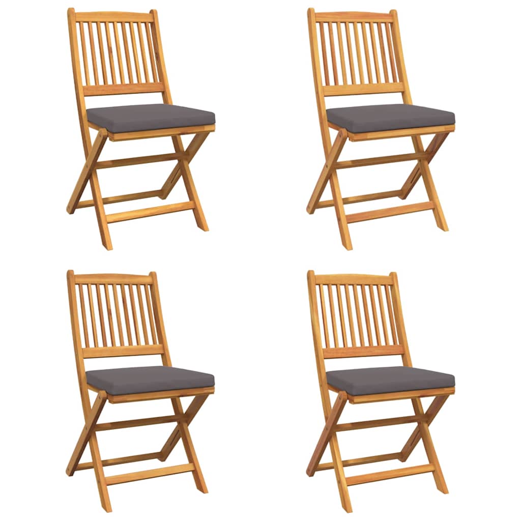 vidaXL Krzesło składane z poduszką 4 pcs Szary 49 x 57.5 x 92cm