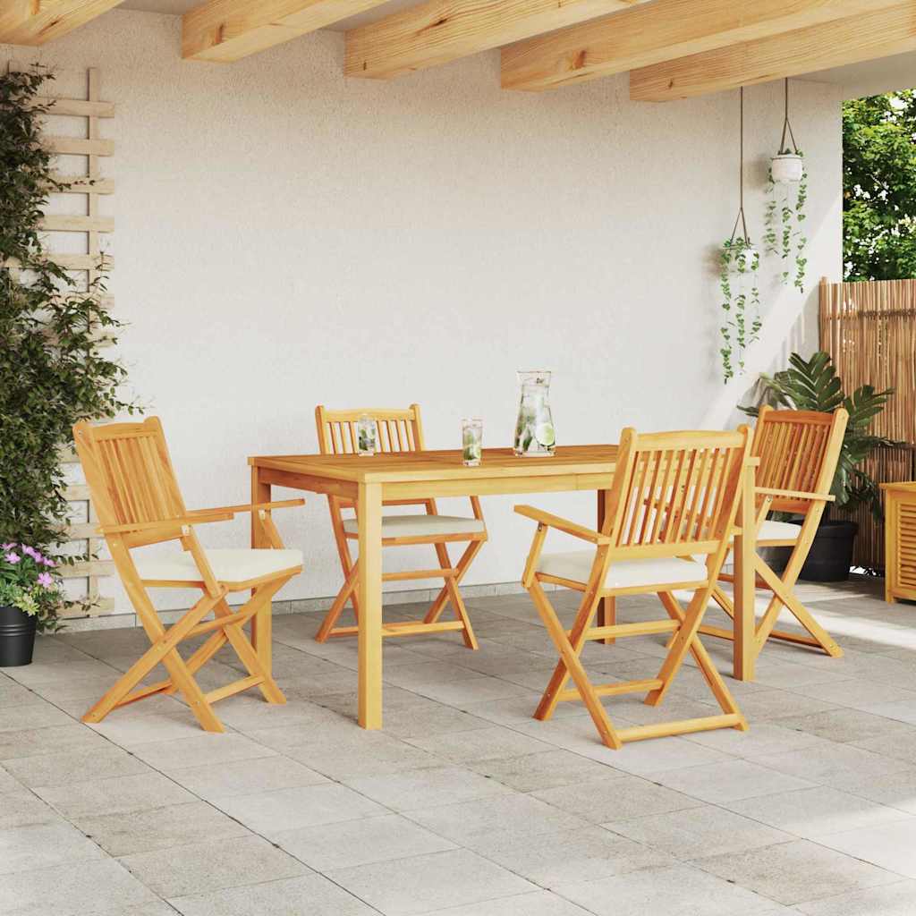 vidaXL Krzesło składane z poduszką 4 pcs Biały 49 x 57.5 x 92cm