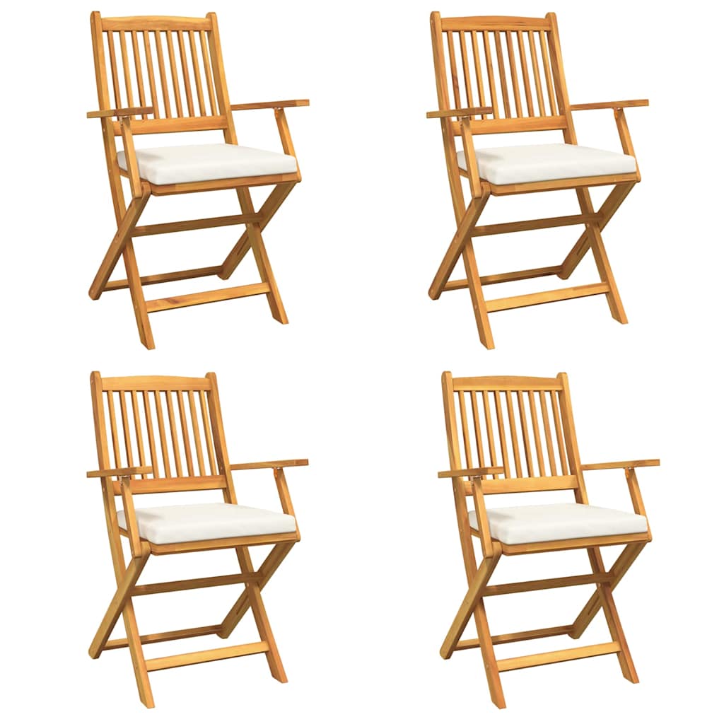 vidaXL Krzesło składane z poduszką 4 pcs Biały 49 x 57.5 x 92cm
