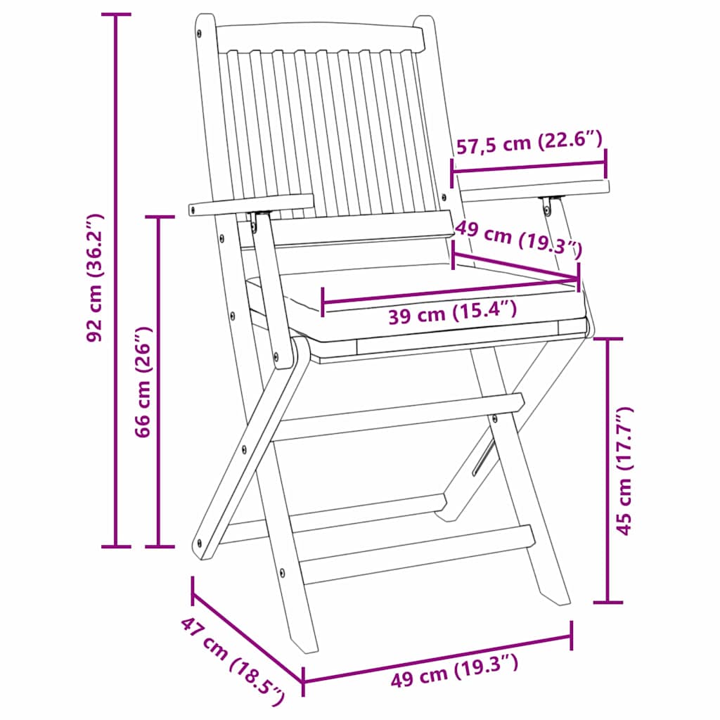 vidaXL Krzesło składane z poduszką 4 pcs Biały 49 x 57.5 x 92cm