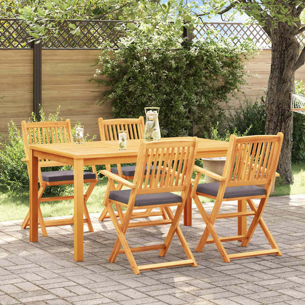 vidaXL Krzesło składane z poduszką 4 pcs Szary 49 x 57.5 x 92cm